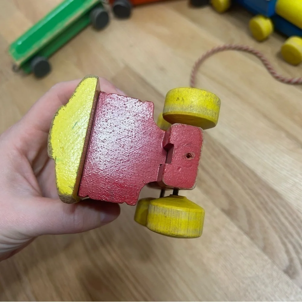 Vintage Playskool Wood Pull Train Caboose Engine 50s 60s Children Kids Toy